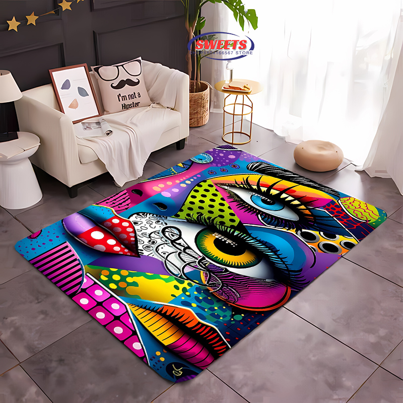 Hall Commercial Printing - 3D-HD-Druck, Pop-Art, bunter Teppich, weiche Matte