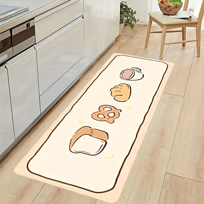 Hall Commercial Printing - Niedlicher Cartoon-Bäckerei-Brot-Brezel-Teppich, rutschfeste Bodenmatte, für Küche,