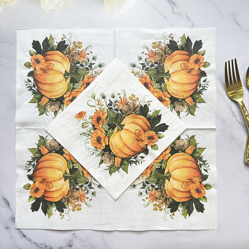 Commercial Printing Paper - 10/20 Blatt 33*33cm 2-lagige Kürbis-Themen-Servietten Picknick-Party-Deko