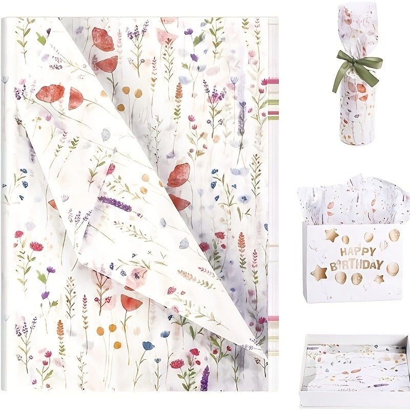 Commercial Printing Paper - 20 Blatt Geschenkpapier mit Lavendel-Motiv, 35,5
